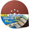 S&R Dischi Abrasivi 225 mm Grana 180-10 Pezzi - Disco Abrasivo 225mm P180 per Levigatrice per Muro Cartongesso. Set di Carta Abrasiva con 10 Fori per Levigatrice Giraffa.