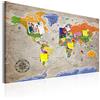 murando - Pannello di Fibra con Puntine - Mappa del Mondo 90x60 cm 1 Pezzo - Bacheca & Quadro su tela in un uno - Decorativo per Parete - Lavagna per le Note Ufficio - Viaggio Planisfero k-A-0133-v-a