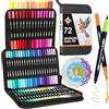 ZENO 72 Set Pennarelli Doppia Punta con Valigetta - Marker Punta Fine e Punta Pennello - Pennarelli Professionali per Adulti, Disegno e Colori, Brush Pen per Artisti, Libri da Colorare, Mandala
