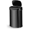 Juskys cestino elettrico e impermeabile da cucina con sensore di movimento, coperchio automatico, forma rettangolare - 50 L - Nero
