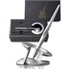novium Hoverpen Interstellar - Penna fluttuante da scrivania, anello in oro 18 carati, design ispirato allo spazio, penna a sfera con ricarica, idea regalo di lusso, Starlight Silver
