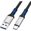lalasis Cavo USB A a USB C da 1.5m,trasferimento dati a 10Gbps,cavo di ricarica rapida 3A per iPhone 17/16/15/Pro Max,Samsung Galaxy S24 S23 S22,A55 A54 A35/iPad Pro/SSD esterno/dispositivo USB a tipo C
