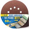 S&R Dischi Abrasivi 225 mm Grana 60-30 pz - Disco Abrasivo 225mm P60 per Levigatrice per Muro Cartongesso. Set di Carta Abrasiva con 10 Fori per Levigatrice Giraffa