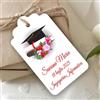 Mr Pubblicità - n. 60 Tag Bigliettini Bomboniera Personalizzati con Stampa inclusa - Etichette per Laurea - Cartellini tag per bomboniere personalizzabili - Etichette (Fiori)