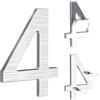 Yafimea numero civico esterno argento 12,5 cm - In alluminio massiccio con superficie spazzolata, adesivo o con viti, impermeabile - Per porta, muro, cancello, recinzione (4)