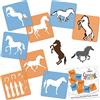 NAKLEO Stencil di Pittura per Bambini, 8 Pezzi 15x15cm Animali Cavalli, Modelli Plastica e Riutilizzabili di Disegno Creativo, Sagome DIY Decorazione Arte e Artigianato, Carta Muro Legno Tessuto