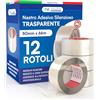 DNK TRADE Nastro Adesivo Trasparente da Imballaggio Pacchi 50mm x 66m Silenzioso Resistente all'Acqua Sigilla e Protegge Scatole per Traslochi e Spedizioni - 12 Rotoli