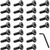 HOTUT Vite a Testa Svasata M6 x 20 mm, 25 Pezzi Viti a Testa Piatta con Esagono Incassato in Acciaio Inox V2A A2 Ossido Nero, Viti a Piatta Macchina Completa Filettatura con Chiave a Brugola