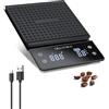 Diceaynico Bilancia Caffè con Timer Capacità 3KG Precisione 0.1g Bilancia Espresso Ricaricabile con Tappetino Termico per Uso Domestico e in Ufficio