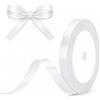 G2PLUS 10mm x 22 M Nastro Regalo Natale,Bianco Nastro Regalo,Nastro Satinato Nastro di Raso,Nastro Natalizio per Confezionare Regali,Feste di Compleanno,Matrimoni, Abbellire