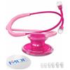 MDF Instruments, Stetoscopio leggero per medici, infermieri, studenti, salute domestica, adulto, doppia testa, tubo rosa, cuffia per petto in lega rosa, MDF747XPPA01