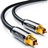 deleyCON 2m Audio Digitale Ottico - S/PDIF - 2x Toslink Connettori - Fibra Ottica Connettori Metallo 5mm Flessibile - Nero