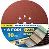 S&R Dischi Abrasivi 225 mm Grana 240-10 Pezzi - Disco Abrasivo 225mm P240 per Levigatrice per Muro Cartongesso. Set di Carta Abrasiva con 10 Fori per Levigatrice Giraffa.