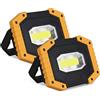 T-SUN Faro LED Ricaricabile 2000LM Faretto LED Batteria 3 Modalità Luci da Lavoro Ricaricabile Portatile con USB 30W Lampada da Lavoro per Officina, Campeggio, Garage, Pesca, Emergenza (2 pack)