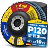 S&R 10 Dischi Abrasivi a Lamelle 115mm. Dischi Lamellari 115 Grana 120 x Legno Acciaio INOX Metallo. Disco Abrasivo per Smerigliatrice di tutte le Marche. Disco Lamellare.