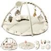 Fortella Palestrina Neonato Evolutiva, Tappetino Gioco Attività con 5 Giocattoli Sensoriali, Specchio e Cuscino-Ideale per Bambini e Bambine, Regalo Perfetto Sviluppo Infantile 0-3-6-9-12 Mesi (Verde)
