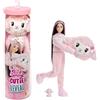 Barbie - Cutie Reveal Dolci Fiocchi, bambola con costume da agnellino di peluche, 10 accessori e sorprese cambia colore e un mini cucciolo incluso, 3+ anni, JJP66