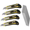 LEDLUX 4 Kit Taglierino Professionale 18mm,Cutter Taglierino Per Carta, 8 Lame di Ricambio Per Cutter (Ricarica Lama Automatico)