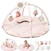 Fortella Palestrina Neonato Evolutiva, Tappetino Gioco attività con 5 Giocattoli Sensoriali, Specchio e Cuscino - Ideale per Bambine, Regalo Perfetto Sviluppo Infantile 0-3-6-9-12 Mesi (Rosa)