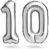 BALINCO Palloncino numero, argento, 100 cm, decorazione compleanno, decorazione compleanno bambini, anniversario, regalo (set di numeri 10)
