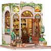 CUTEBEE Book Nook - Kit DIY Miniature per Adulti, Casa delle Bambole in Miniatura con Luce LED e Protezione Antipolvere, Modellismo Creativo Fai da Te（Green Life Bookshop）