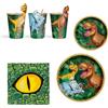 OH YEAH - Kit Stoviglie Usa e Getta Dinosauro per Festa di Compleanno 6 Persone - 44 Pezzi - Piatti, Bicchieri e Tovaglioli Monouso - Decorazione Tavola Compleanno Bambini a Tema - Kit Tavola
