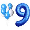 LAC EVERYTHING EVERYWHERE LAC Numero 9 Compleanno Palloncino - Kit 5 Pz Palloncini Blu e 3 Pz Palloncini Bianchi - Addobbi Compleanno, Decorazioni Festa Battesimo Bambino