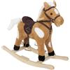 WOLTU Cavallo a Dondolo in Legno per Bambini, Cavalluccio Cavalcabile in Peluche con Suoni, Giocattolo Regalo per Bimbi 1/2/3 Anni, Marrone e Bianco