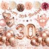 Almaxi 30 Anni Compleanno Donna,Palloncini 30 Anni Compleanno Oro Rosa, Decorazioni Compleanno 30 Anni con Palloncini Cuori e Corone, Striscione Happy 30th Birthday, Pompon di Carta, Decorazioni Festa Donna