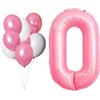 LAC EVERYTHING EVERYWHERE LAC Palloncino Numero 0 Rosa - Kit Compleanno con 5 Palloncini Rosa e 3 Palloncini Bianchi - Allestimento Compleanno Bambina - Abbobbi per Compleanni