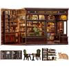 Fsolis DIY Book Nook - Casa delle bambole in miniatura Regalo creativo per adulti e ragazzi, decorazione in legno 3D con casa delle bambole illuminata per librerie(Corner Coffee Shop)