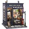 CUTEBEE Book Nook Kit- Casa delle bambole in miniatura con luce LED, fermalibri puzzle 3D in legno, decorazione retrò e nostalgica per libreria, regalo raffinato (John's Hair Salon)
