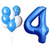LAC EVERYTHING EVERYWHERE LAC Palloncino Numero 4 - Kit Palloncini Compleanno 4 Anni, 5 Pz Palloncini Blu e 3 Pz Bianchi - Palloncino 4 Decorazioni Festa
