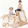 Goodevas 6-in-1 Telaio di Arrampicata per Bambini - Triangolo in Legno, Arco, Rampa di Arrampicata, Rete, Cuscino, Set Artistico, Telaio di Arrampicata Montessori, Palestra in Legno per Bambini, 1-5