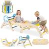 COSTWAY 7 in 1 Set da Arrampicata per Bambini, Giochi da Arrampicata Pieghevole con Arco, Rampa e Scala a Corda, con Blocchi e Gioco del Labirinto (Marinaio 3 pezzi con rete, Macaron)
