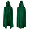 AOOWU Mantello verde con cappuccio, per Halloween, strega, cosplay, costume per bambini, mantello lungo per vampiro, Halloween, feste in famiglia (100 cm)