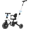 KORIMEFA Bicicletta per bambini, Triciclo a 3 ruote per bambini da 1-3 anni,maniglia di spinta, pedale rimovibile,schienale,maniglia di guida per i genitori,Natale per il primo compleanno (Bianco)