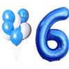 LAC EVERYTHING EVERYWHERE LAC Palloncino Numero 6 Compleanno - Kit 5 Pz Palloncini Blu e 3 Pz Bianchi - Palloncini Compleanno Bambino, Decorazioni Festa
