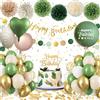 Almaxi Decorazioni Compleanno Bambina Donna, Palloncini Compleanno Verde Salvia con Palloncino Cuore Rotondo, Striscione Happy Birthday, Pompon di Carta, Addobbi Compleanno per Bambino Ragazzo Uomo