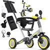KIDIZ® 6in1 Balance Bike - Triciclo, Triciclo per Bambini, da 1 a 5 anni, capacità di carico fino a 25 kg, incl. Manubrio/Barra di sicurezza/Cintura di sicurezza/Campana e Specchio, Grau