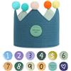 URAQT Corona Compleanno Bambini, Cappellino con Numeri Intercambiabili 0-9, Tessuto Cappello da Festa per Bambini (Verde Scuro)