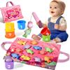 Yitical Giochi Bambini 1 Anno, 20PCS Montessori Gioco Pesca Morbidi, Regalo Bambina 1 Anno 6 9 12 Mesi 2 Anni, Interattivi Educativo Giocattoli Bimba Bimbo-Rosa