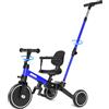KORIMEFA Bicicletta per bambini, Triciclo a 3 ruote per bambini da 1-3 anni,maniglia di spinta, pedale rimovibile,schienale,maniglia di guida per i genitori,Natale per il primo compleanno (Blu)