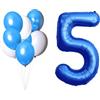LAC EVERYTHING EVERYWHERE LAC Palloncino Numero 5 - Kit Palloncini Compleanno 5 Anni con 5 Pz Blu e 3 Pz Bianchi - Palloncini Feste Compleanno Bambini