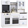 MAMIZO Cucina Giocattolo per Bambini Legno, con Effetti Simulati di Luce e Suono, Cucina Bambini con 2PCS Scatole Portaoggetti, Cucinetta Giocattolo per Bimbi da 3 Anni, 90x30x90 cm, Bianco
