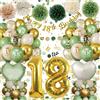 Almaxi Decorazioni Compleanno 18 anni Ragazza Ragazzo,Palloncini 18 Anni Compleanno Verde Oro,Striscione Happy 18th Birthday, Decorazioni Festa 18 Numeri Coriandoli per Ragazza Ragazzo