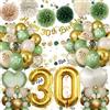 Almaxi Palloncini 30 Anni Compleanno Verde Oro,Decorazioni 30 anni Compleanno Donna Uomo,Festone Happy 30th Birthday,Pompons, Palloncino Cuore Riutilizzabile,30 Anni Decorazioni Festa Compleanno