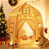 Besrey Tenda per Bambini con Luci - Tenda Gioco per Bambini a Castello per Principe, Ampio Spazio Interno, Struttura Stabile - Ideale per Tenda Bambini Cameretta e Interni (Beige)