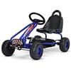 RELAX4LIFE Go Kart a Pedali per Bambini, Karting con 4 Ruote Antiurto e Freno a Mano, 2 Pedali Antiscivolo con Volante, Sedia Ergonomica e Posizione Regolabile(Blu)