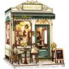 Cutefun Book Nook Kit - Kit Casa in Miniatura DIY per Adulti, Puzzle 3D in Legno Tiny House con Luci LED, Modello Caffè in Scala Decorazione per Libreria, Regalo per Donne e Appassionati di Puzzle